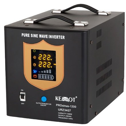 UPS CENTRALE TERMICE SINUS PUR 2000VA/1200W KEMOT URZ3407B, borne externe 12V, pentru 1 acumulator (neinclus)