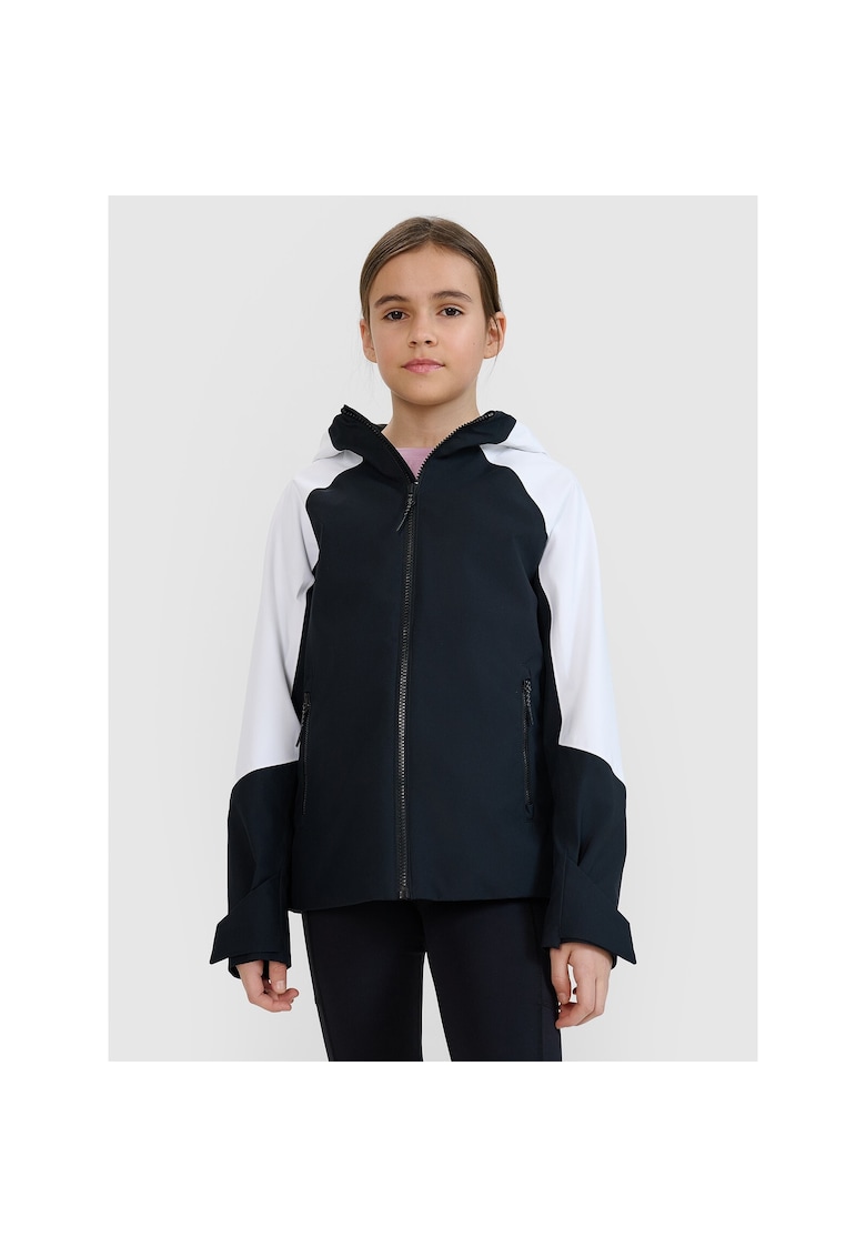 Geaca trekking copii  neagra - poliester - membrana 5000