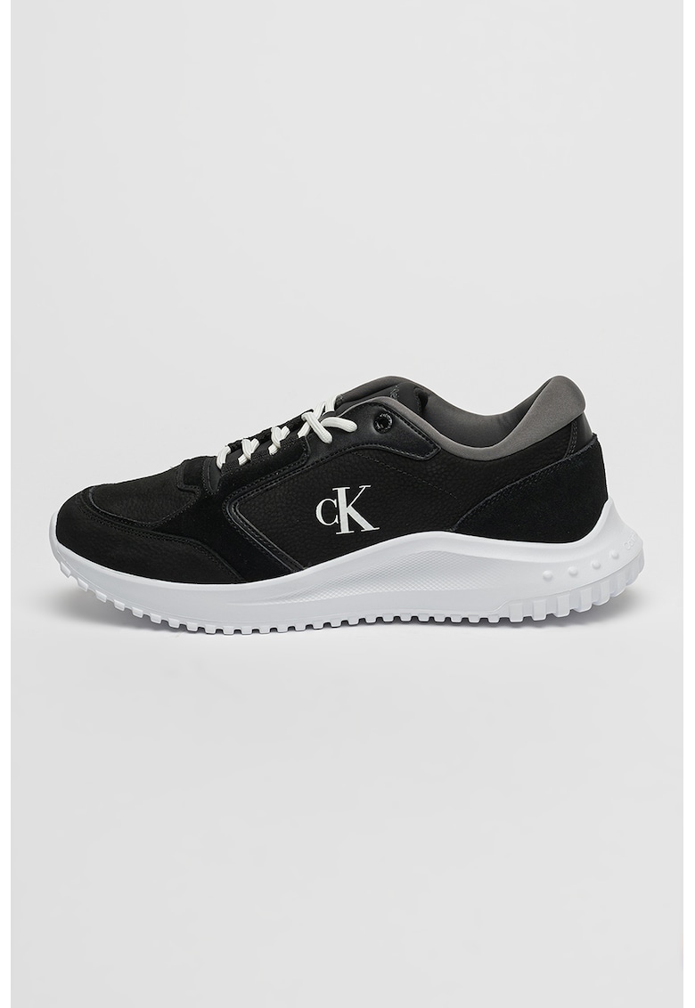 Oferte la Pantofi sport wedge de piele cu logo - Negru