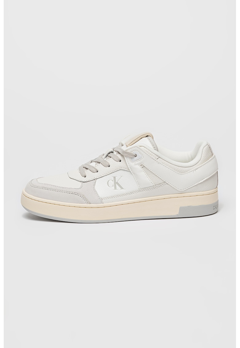 Pantofi sport din piele Basket Cup - Alb/Maro taupe deschis