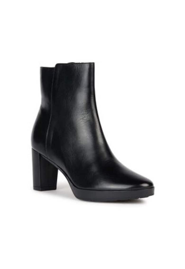 Botine dama pana la glezna -  302594894 - piele naturala - negru -