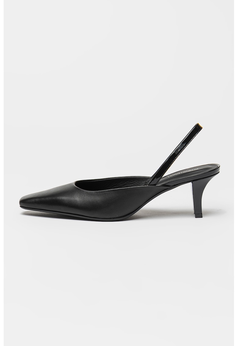 Pantofi de piele cu toc clasic - Negru
