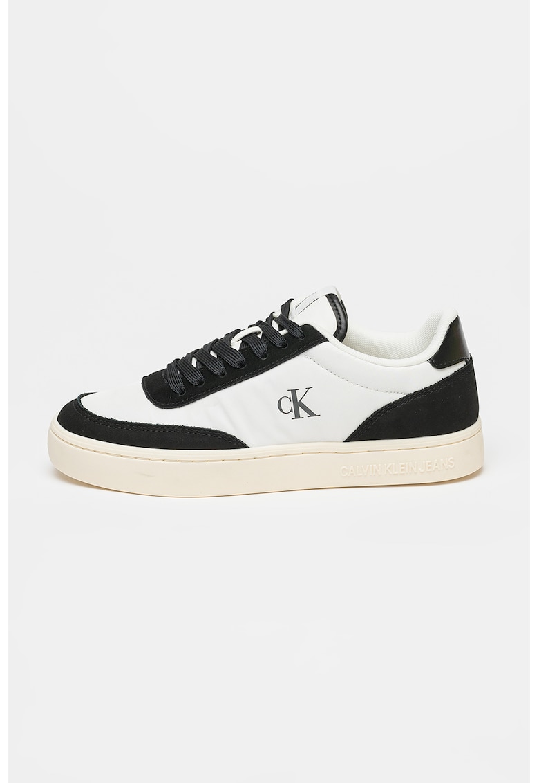 Pantofi sport de piele intoarsa cu garnituri de piele - Negru/Alb murdar