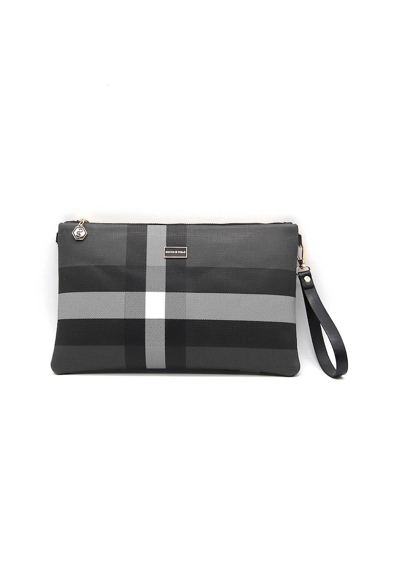 Geanta  cu model in carouri - Negru - 20 x 30 x 2 CM