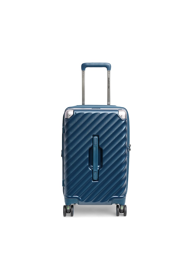 Troler cabina extensibil  Trunk - policarbonat - 56x26x24 cm - bagaj de mana - cifru TSA - 4 roti cu suspensii - albastru - 56 cm
