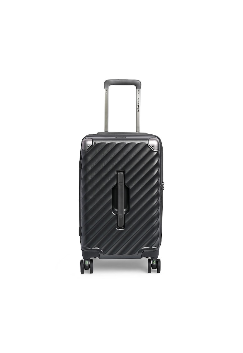 Troler cabina extensibil  Trunk - policarbonat - 56x26x24 cm - bagaj de mana - cifru TSA - 4 roti cu suspensii - negru - 56 cm