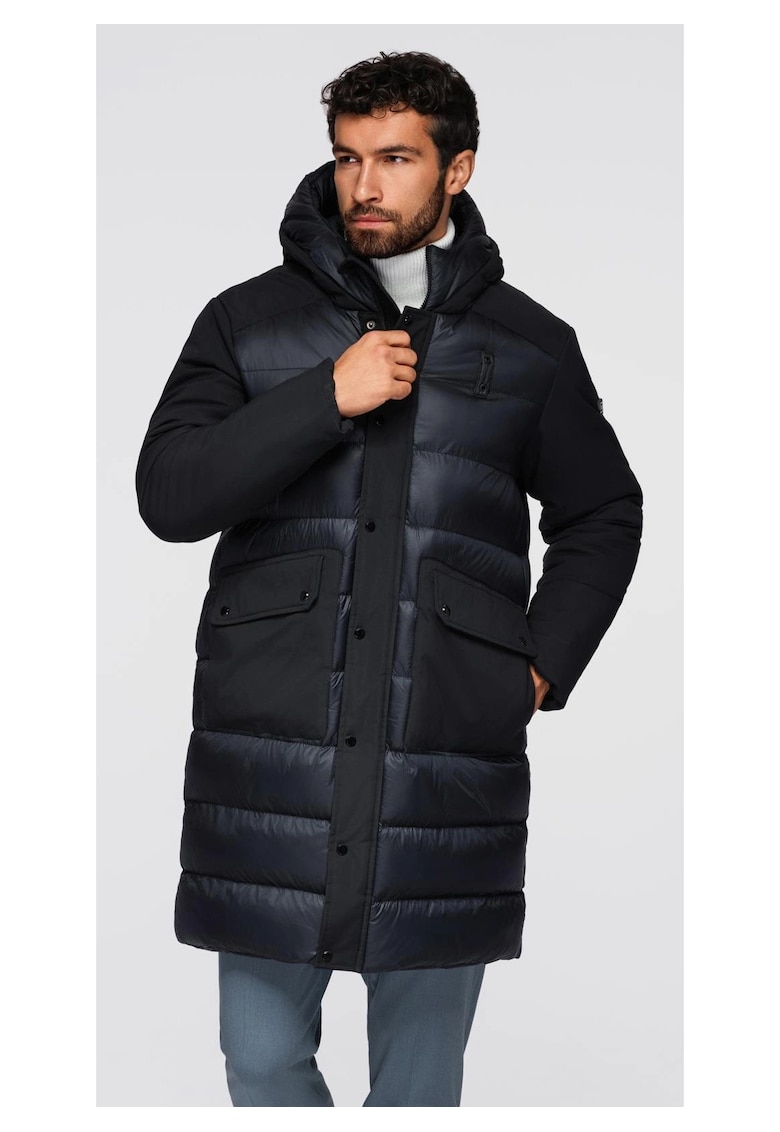 Jacheta lunga matlasata cu buzunare mari  OM-JALJ-0308 - Negru