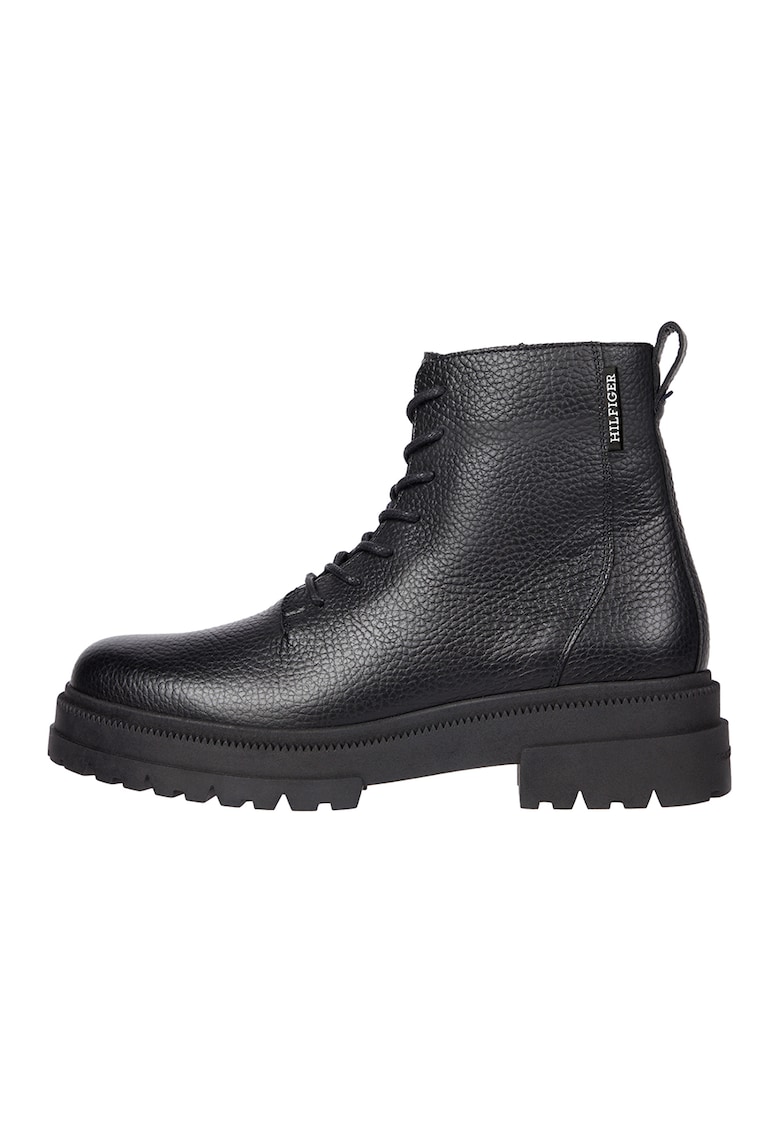 Ghete de piele cu siret - Negru