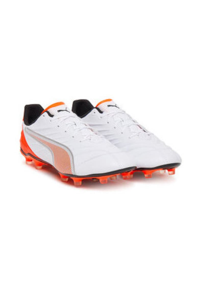 Pantofi de fotbal barbati -  piele ecologica - alb/portocaliu