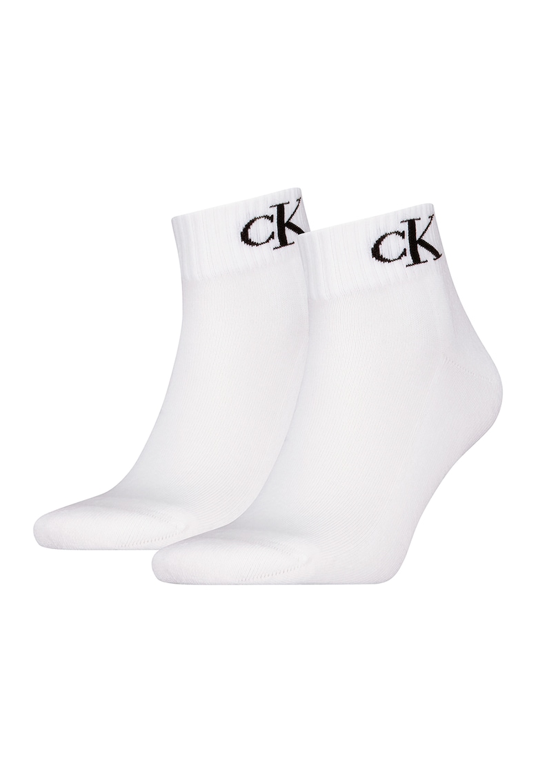 Set de sosete scurte cu logo - 2 perechi - Negru stins/Alb murdar