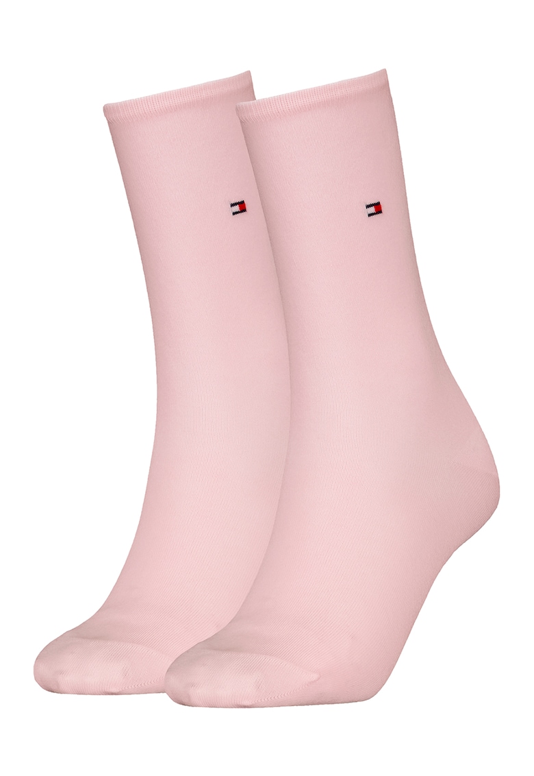 Set de 2 perechi de sosete lungi cu logo discret - Roz pal