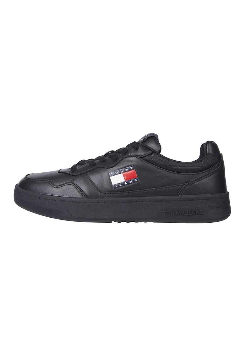 Pantofi sport din piele cu garnituri contrastante - Negru