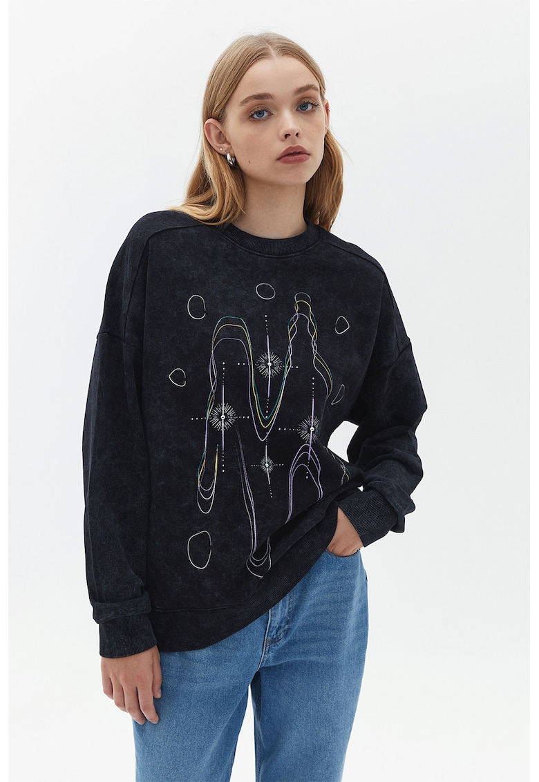 Bluza de trening lejera cu imprimeu grafic - Negru
