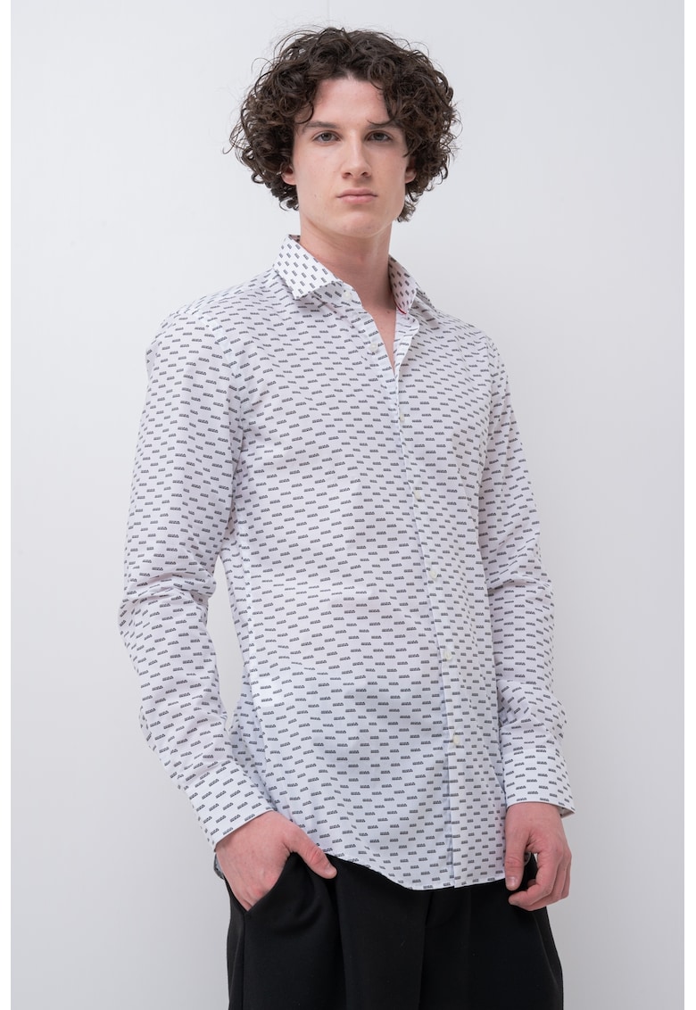 Camasa cu model si maneci lungi Keno - Alb/Negru