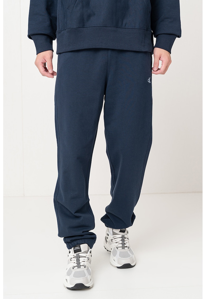 Pantaloni de trening relaxed fit cu terminatie elastica - Bleumarin