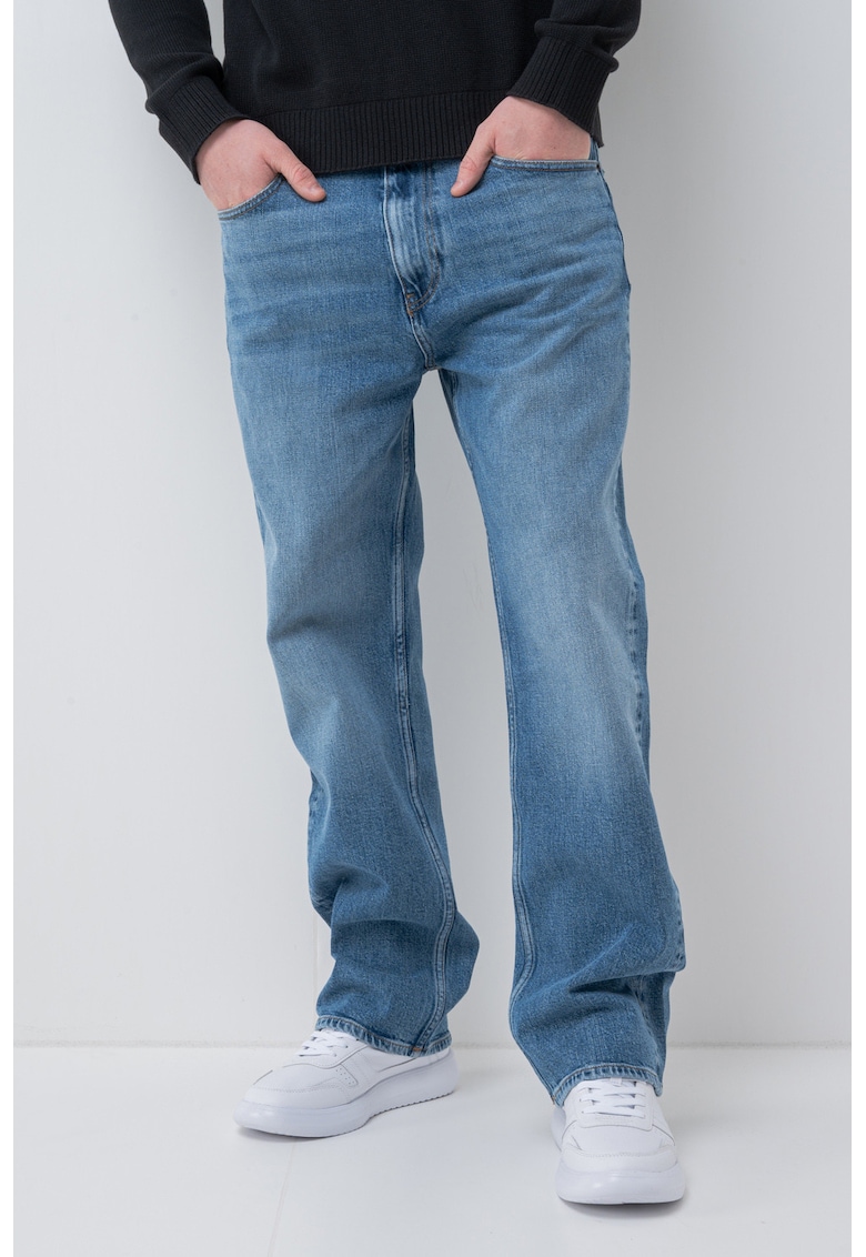 Blugi regular fit cu model cu 5 buzunare - Albastru melange