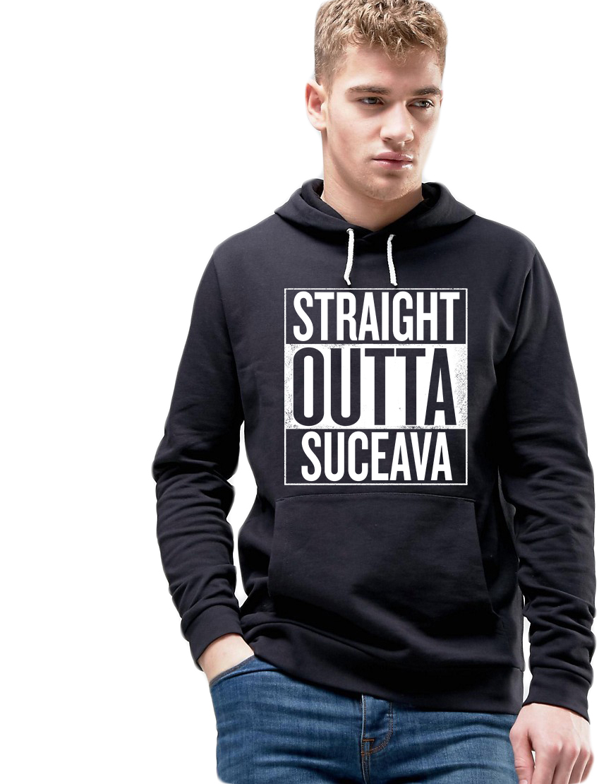 Oferte la Hanorac Barbati Negru - Straight Outta Suceava