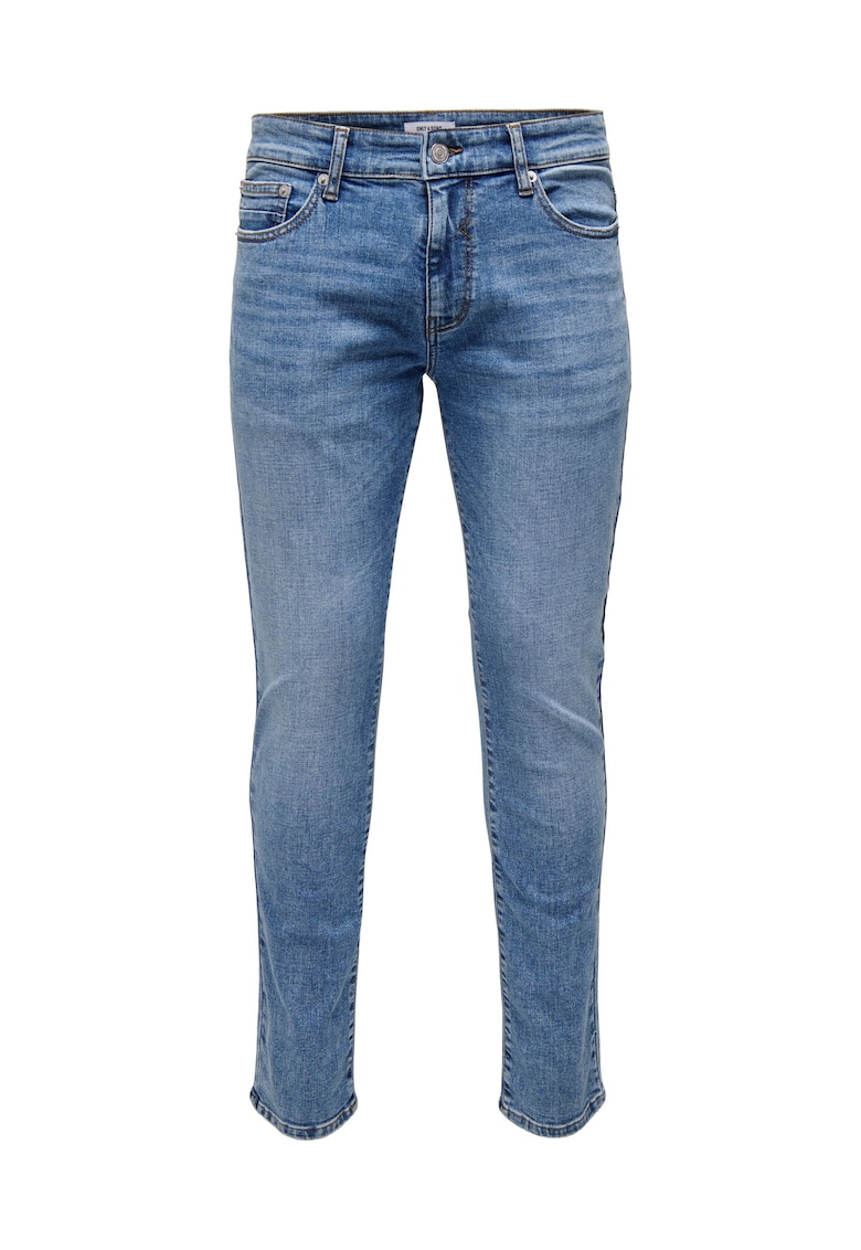 Oferte la Blugi slim fit  denim super elastic - talie joasa - albastru - bumbac