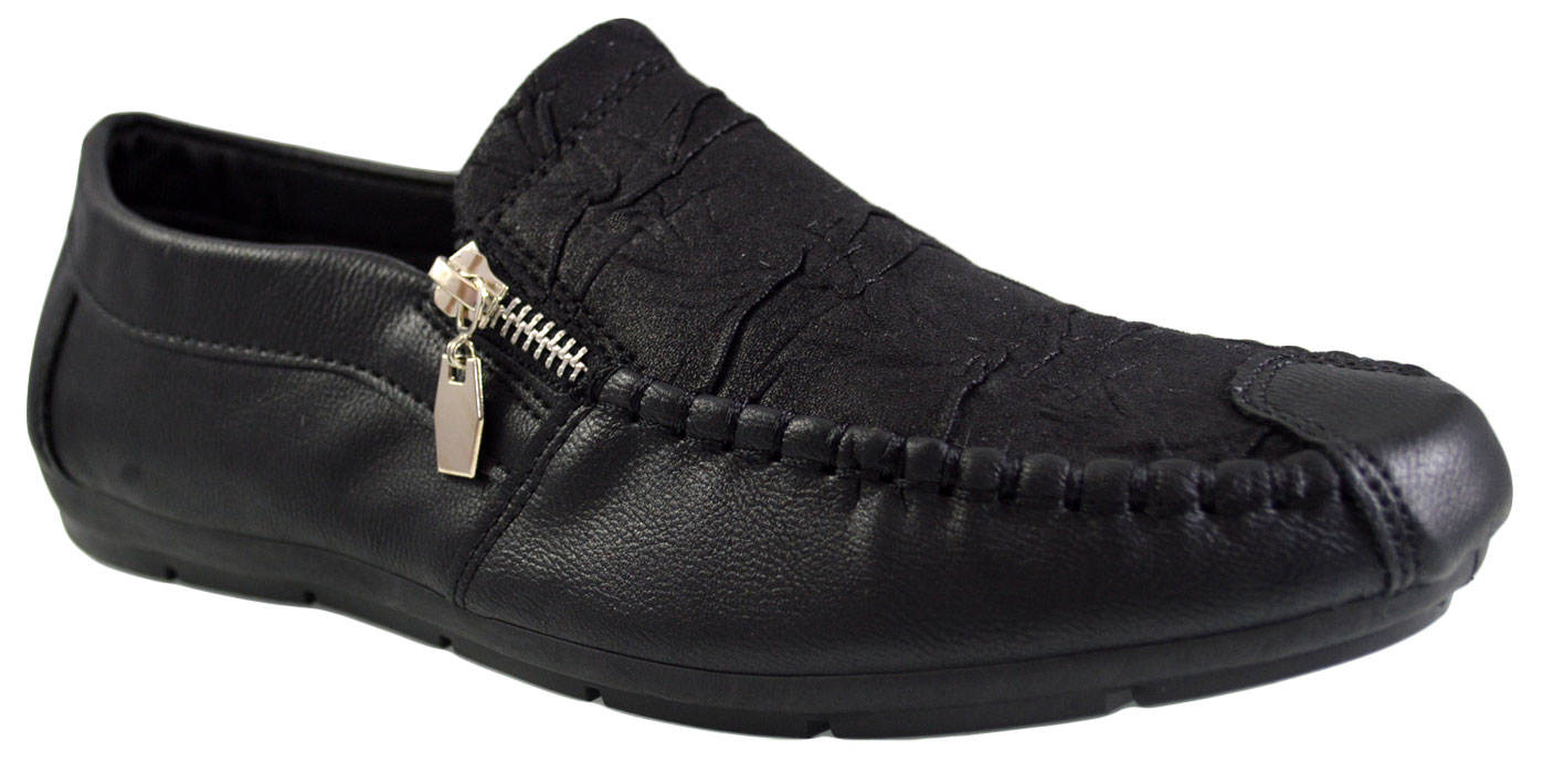Oferte la Mocasini Barbati, negru, model cu nervuri si fermoar - Corner