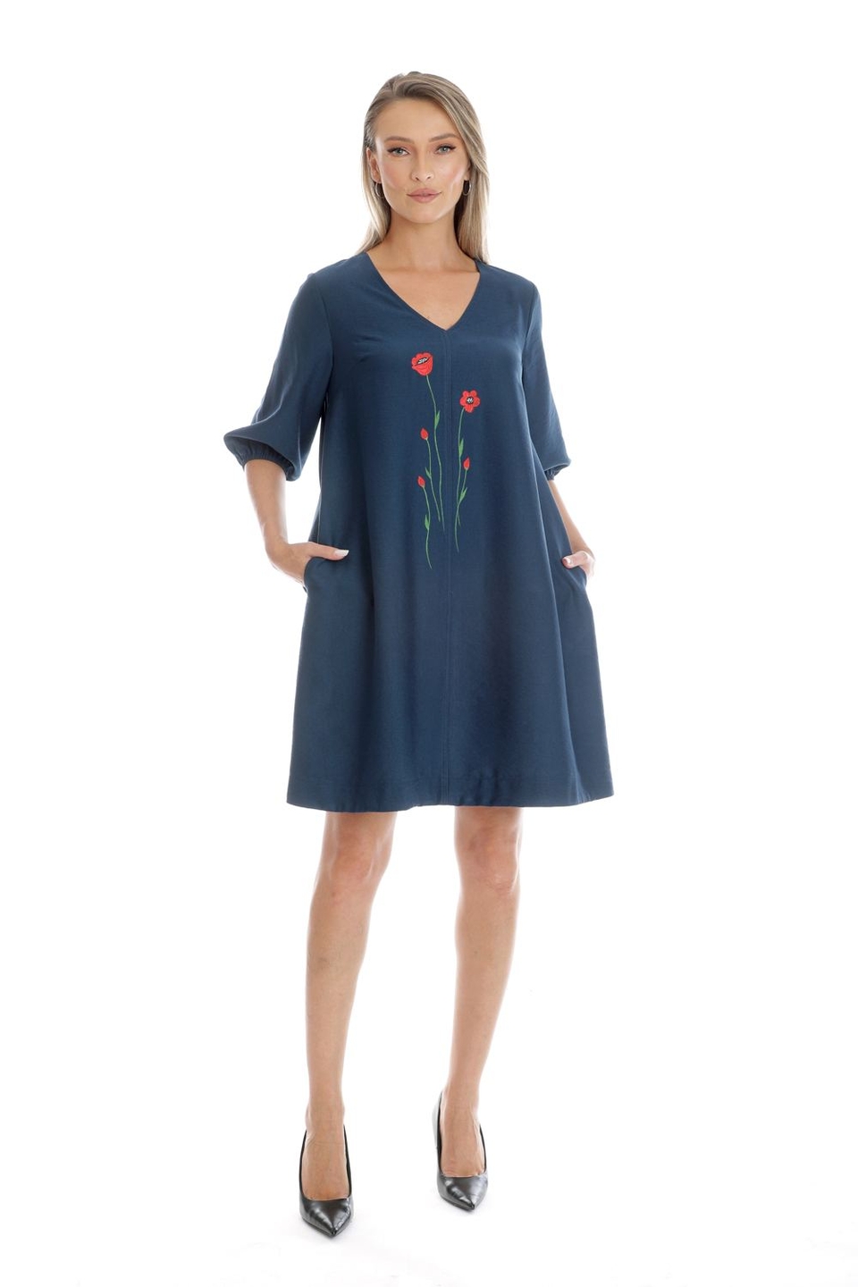 Oferte la Rochie Dama, Eranthe, V-Neckline, cu Pictura Realizata Manual V346