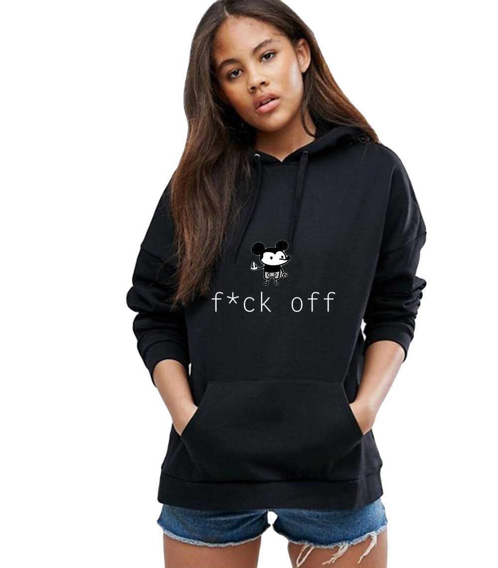 Oferte la Hanorac dama negru - f*ck off Mickey Mouse
