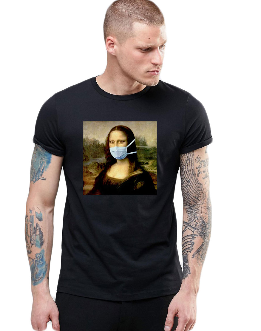 Oferte la Tricou barbati negru - Mona Lisa in Pandemie