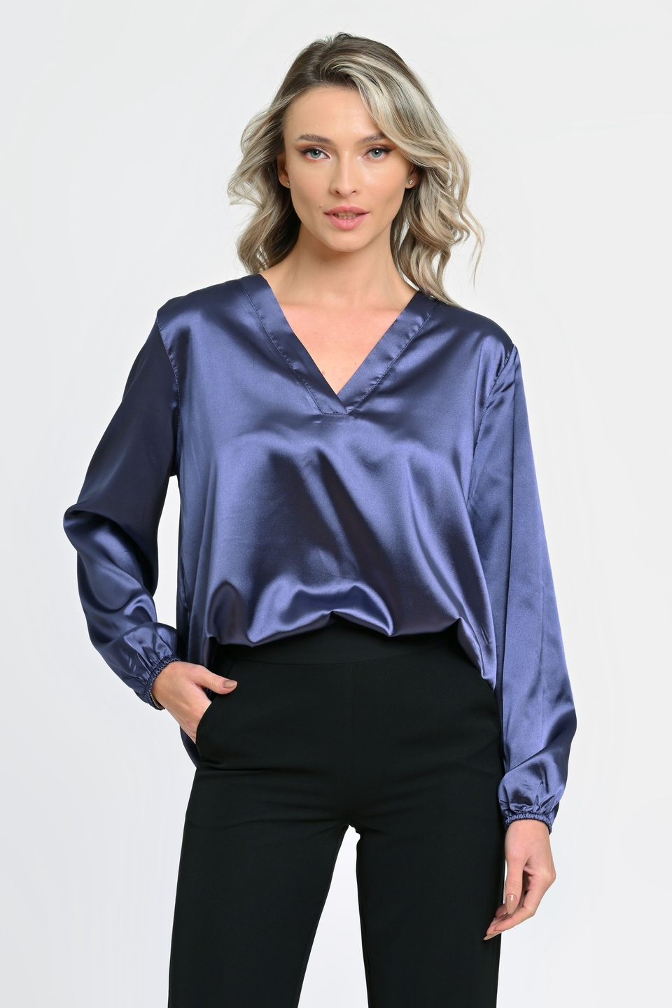 Oferte la Bluza Dama cu Funda Ampla, Indigo Satin