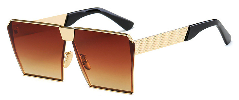Oferte la Ochelari de soare Rectangular Plat Oglinda Maro - Auriu