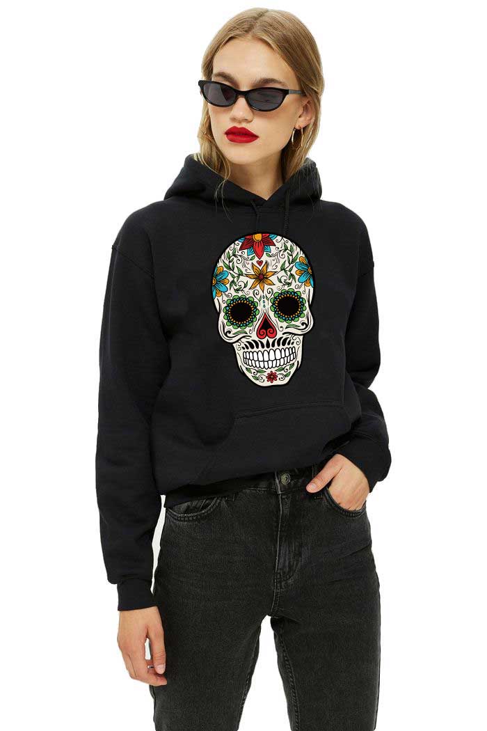 Hanorac dama negru - Sugar Skull Colorful