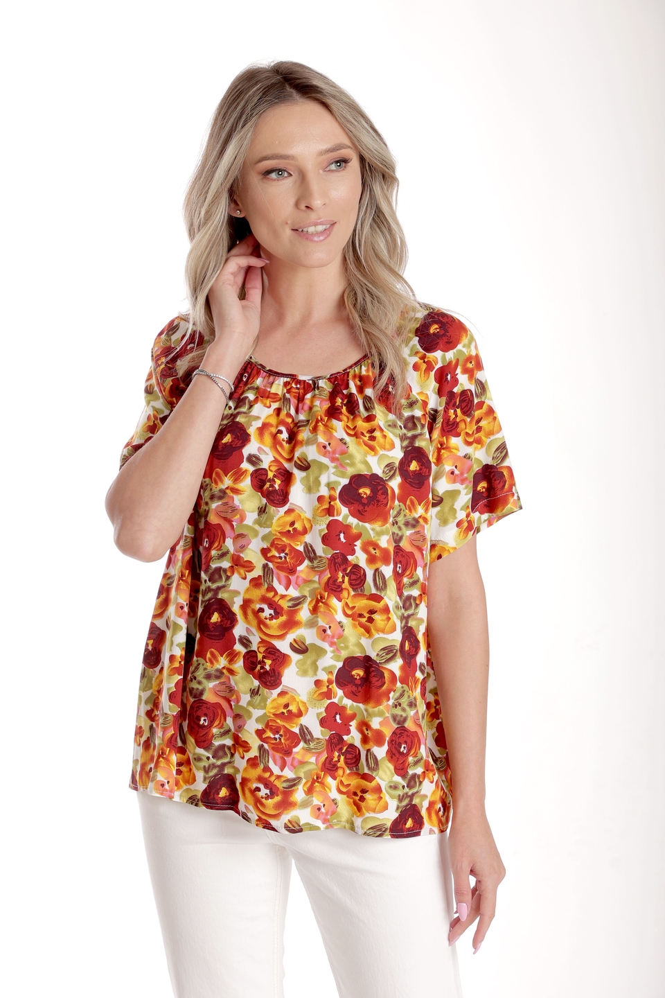 Oferte la Bluza Dama, Ampla cu Imprimeu Floral - Panselute