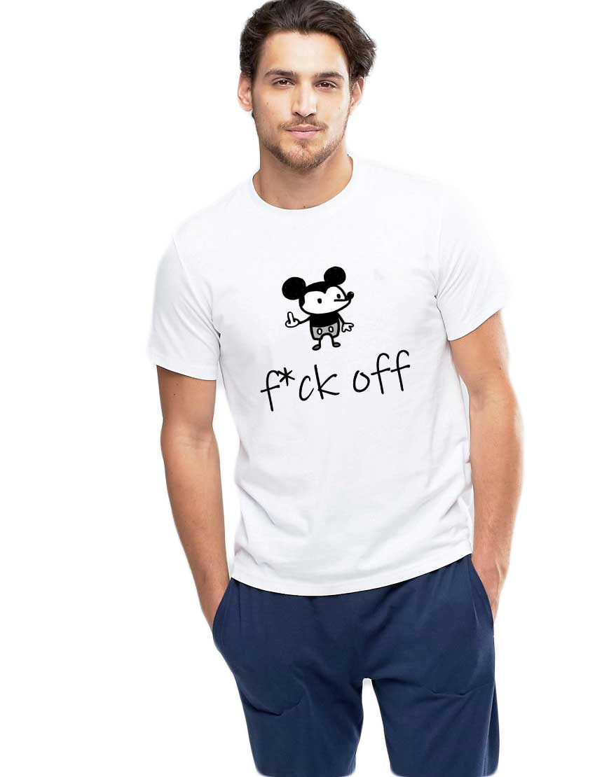 Oferte la Tricou barbati alb - f*ck off Mickey Mouse