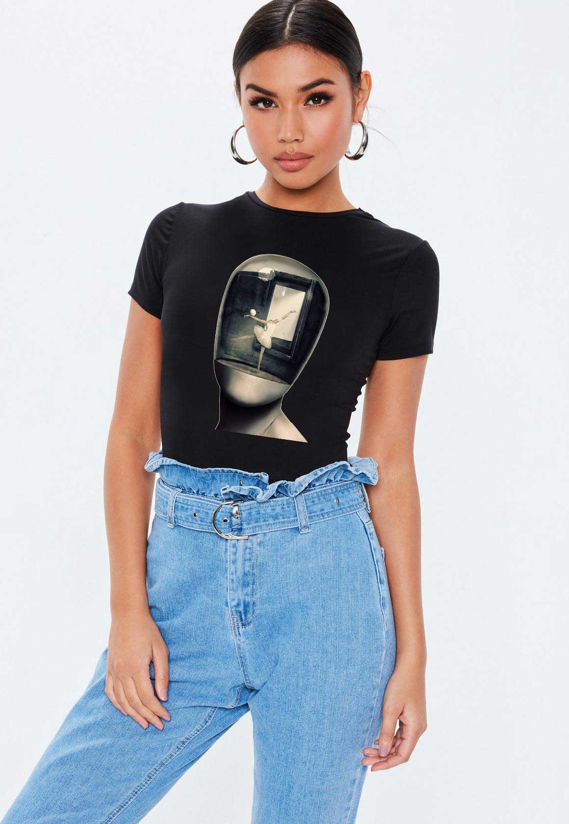 Oferte la Tricou dama negru, Dali, Globul
