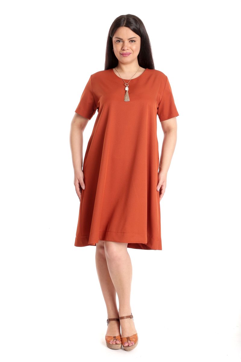 Oferte la Rochie Dama Ampla, Caramiziu cu Buzunare