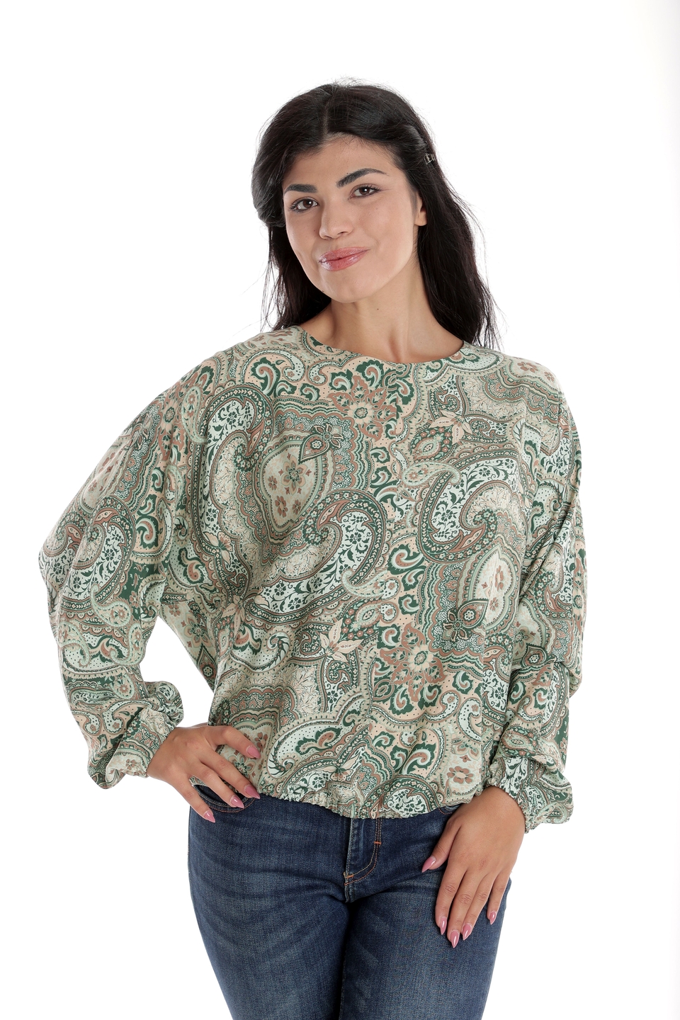 Oferte la Bluza Dama, cu Maneca lunga tip Kimono, Verde