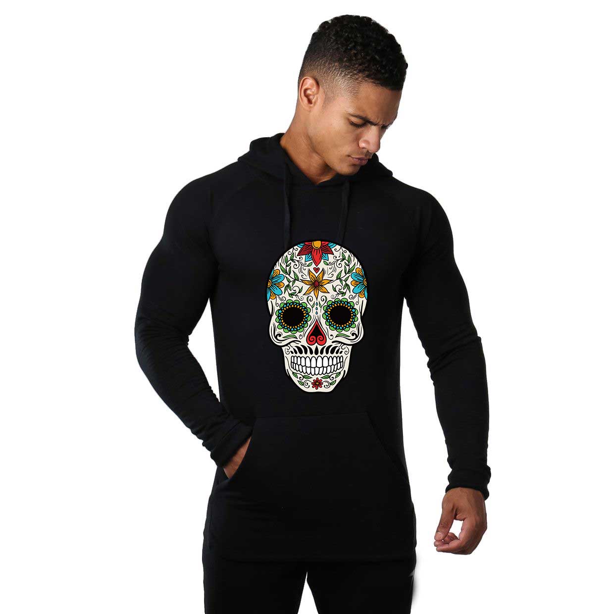Oferte la Hanorac Barbati Negru - Sugar Skull Colorful