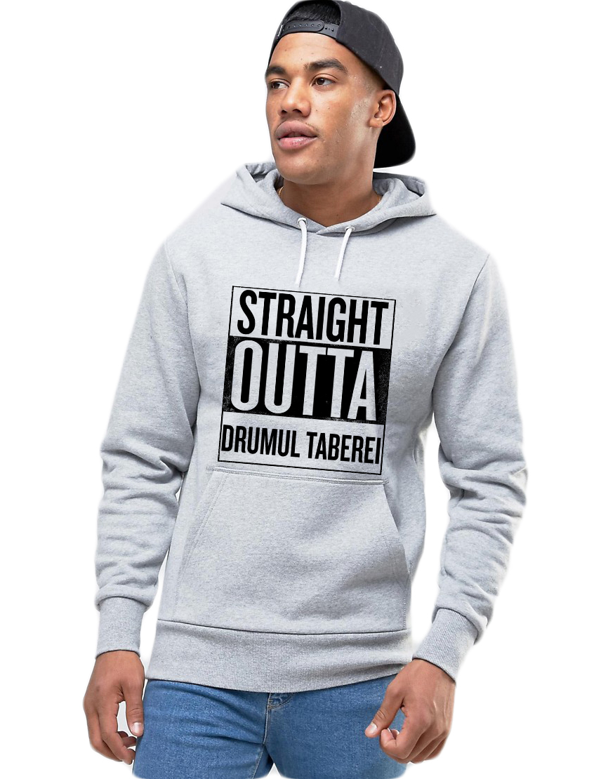 Oferte la Hanorac Barbati Gri - Straight Outta Drumul Taberei