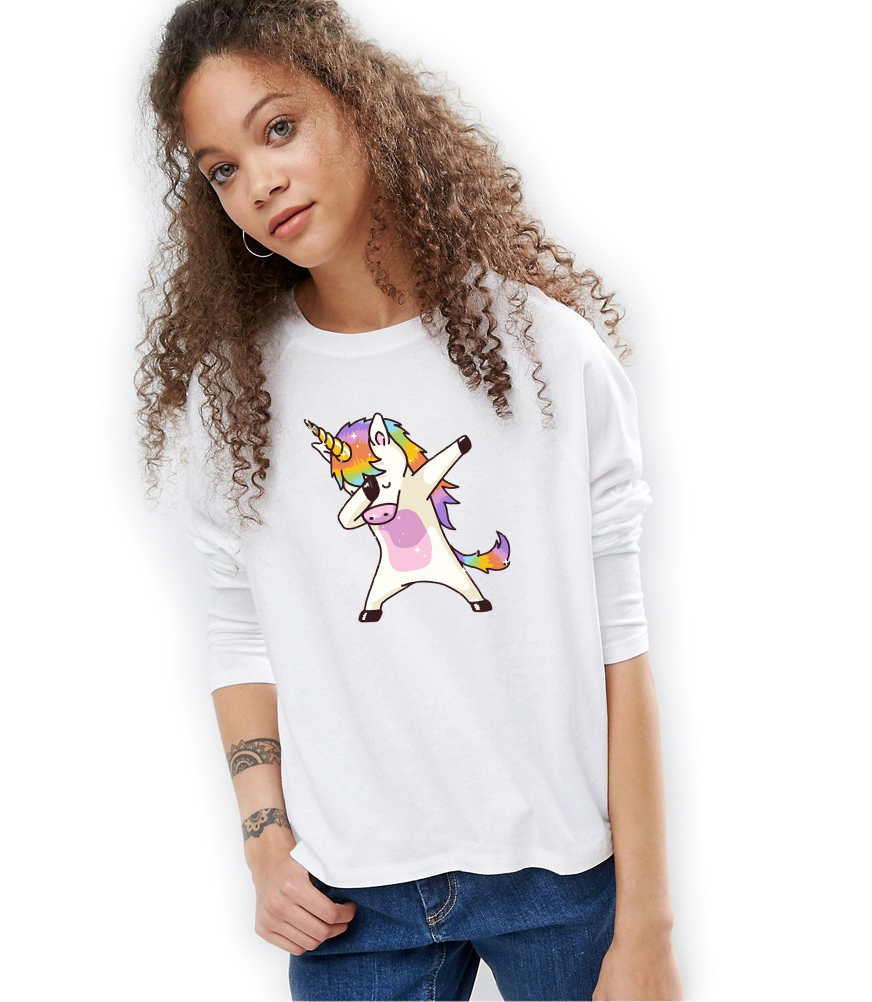 Oferte la Bluza dama alba Cool Unicorn