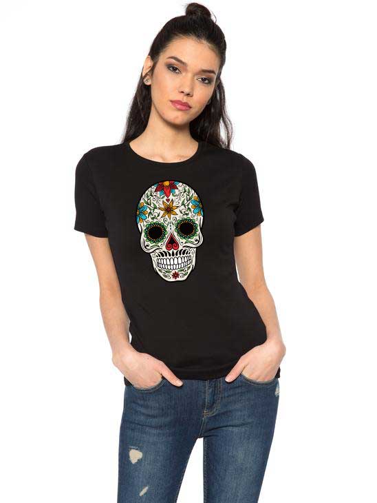 Oferte la Tricou dama negru - Sugar Skull Colorful