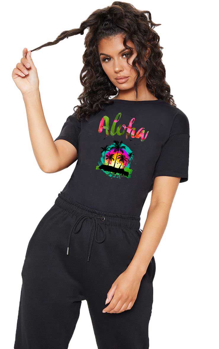 Oferte la Tricou dama negru - Aloha Exotic