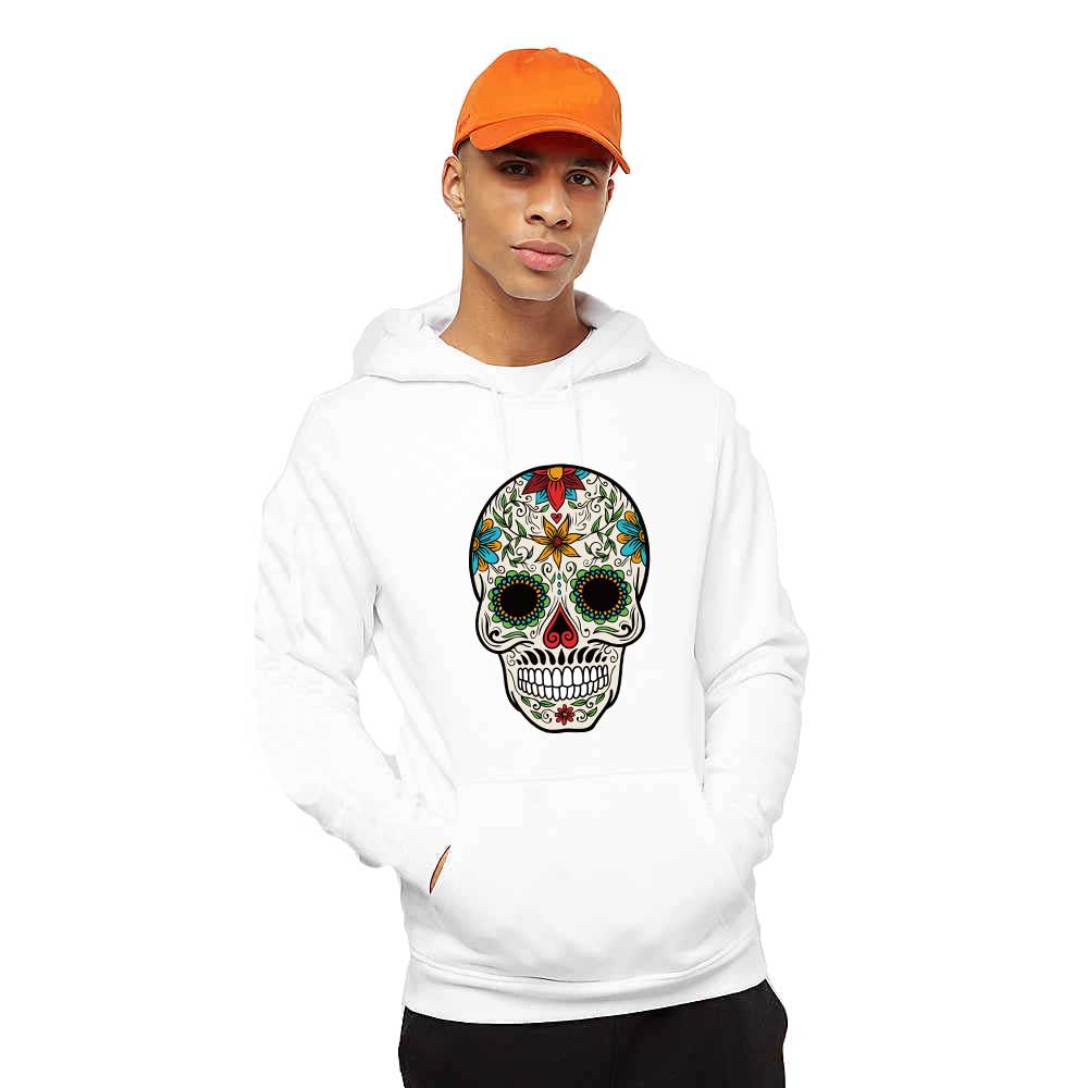Oferte la Hanorac Barbati Alb - Sugar Skull Colorful