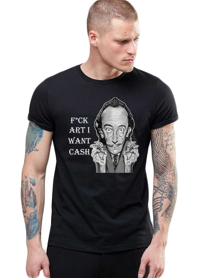 Oferte la Tricou barbati negru - Dali - I want CASH