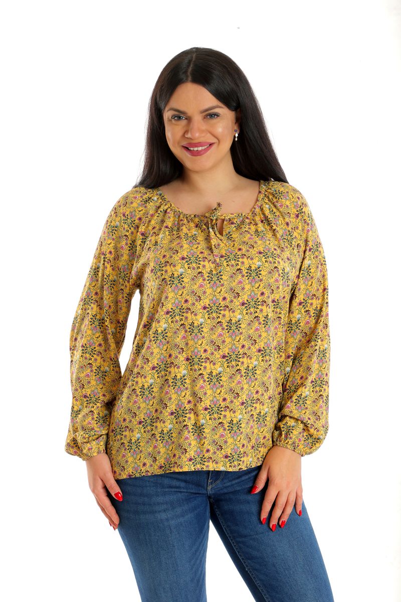 Oferte la Bluza Dama, tip IE, Galben mustar cu model Floral