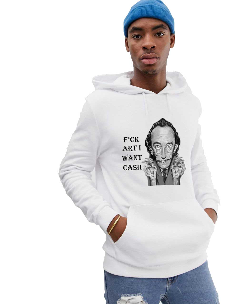 Oferte la Hanorac Barbati Alb - Dali - I want CASH