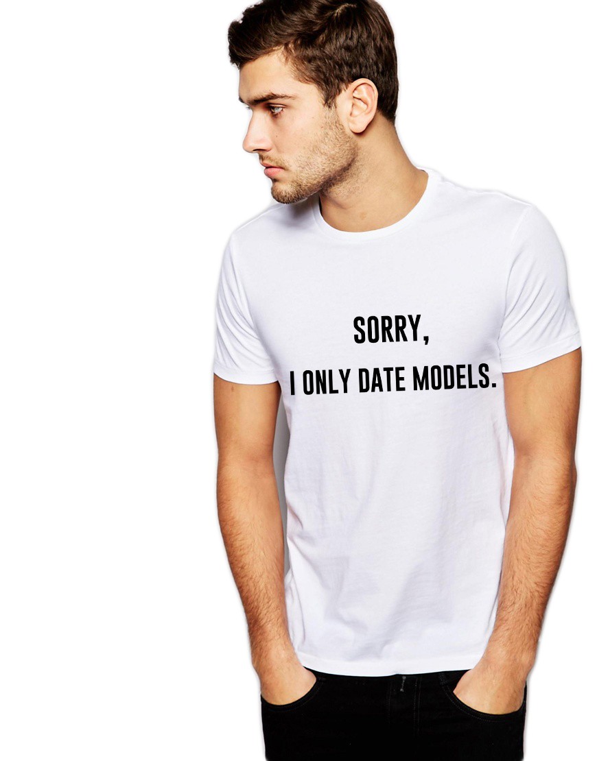 Oferte la Tricou alb barbati - Sorry, i only date models
