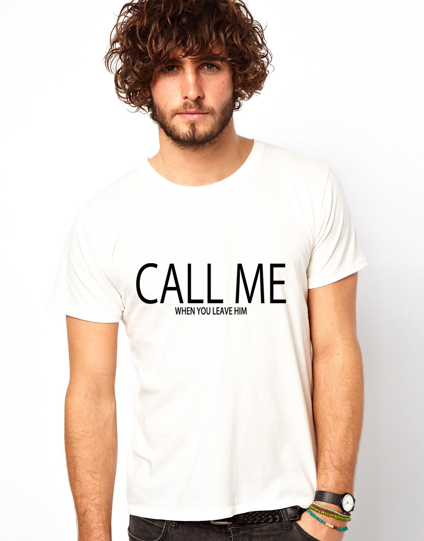 Oferte la Tricou barbati alb - CALL ME when you leave him
