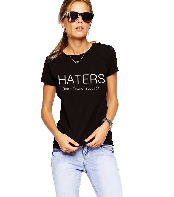 Oferte la Tricou dama negru  - HATERS