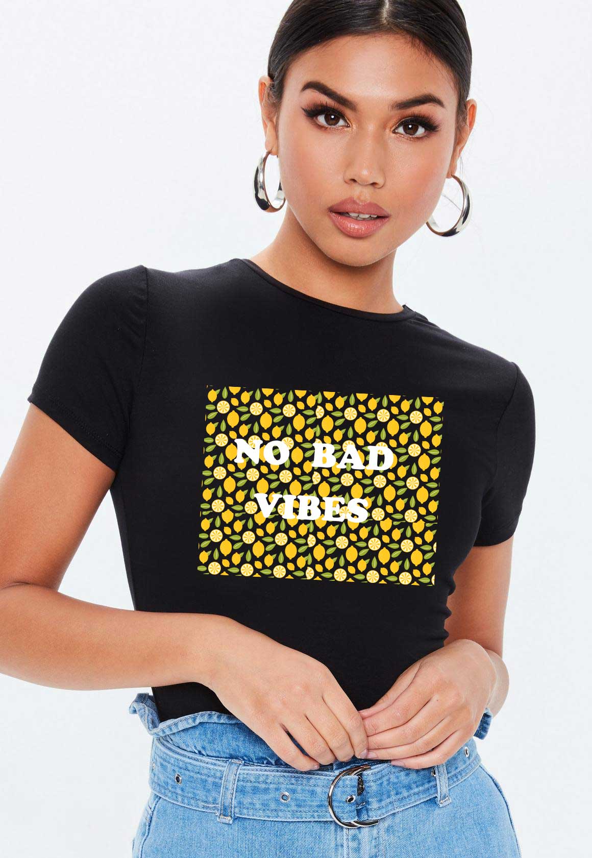 Oferte la Tricou dama negru - No Bad Vibes