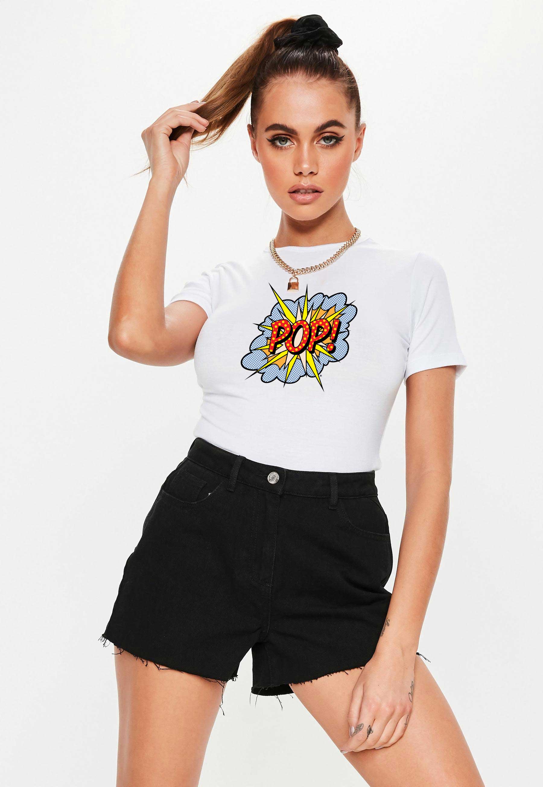 Oferte la Tricou dama alb - POP