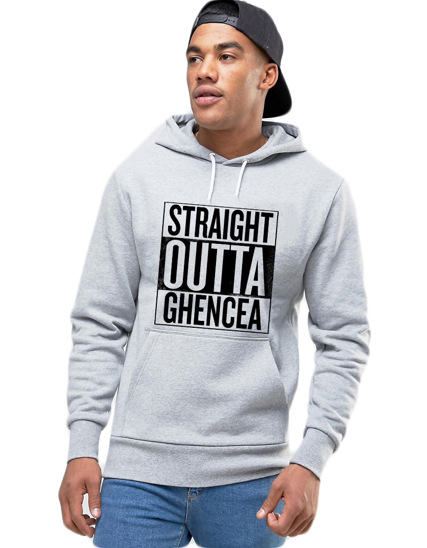 Oferte la Hanorac Barbati Gri - Straight Outta Ghencea