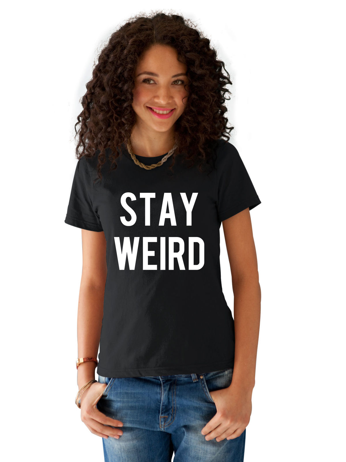 Oferte la Tricou dama negru  -  Stay Weird